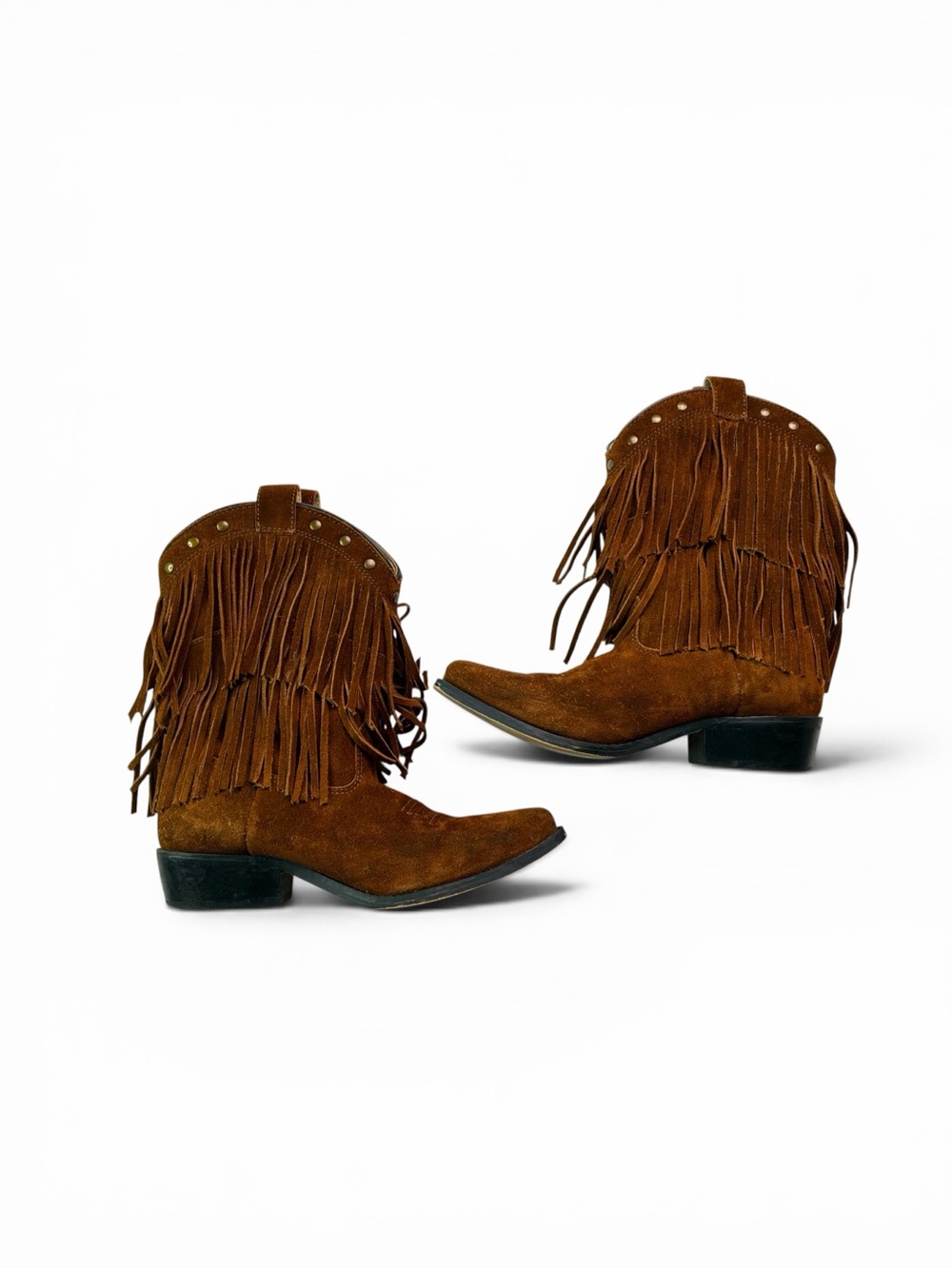 Shyanne Suede Fringe Brown Boots, Youth Size 3
